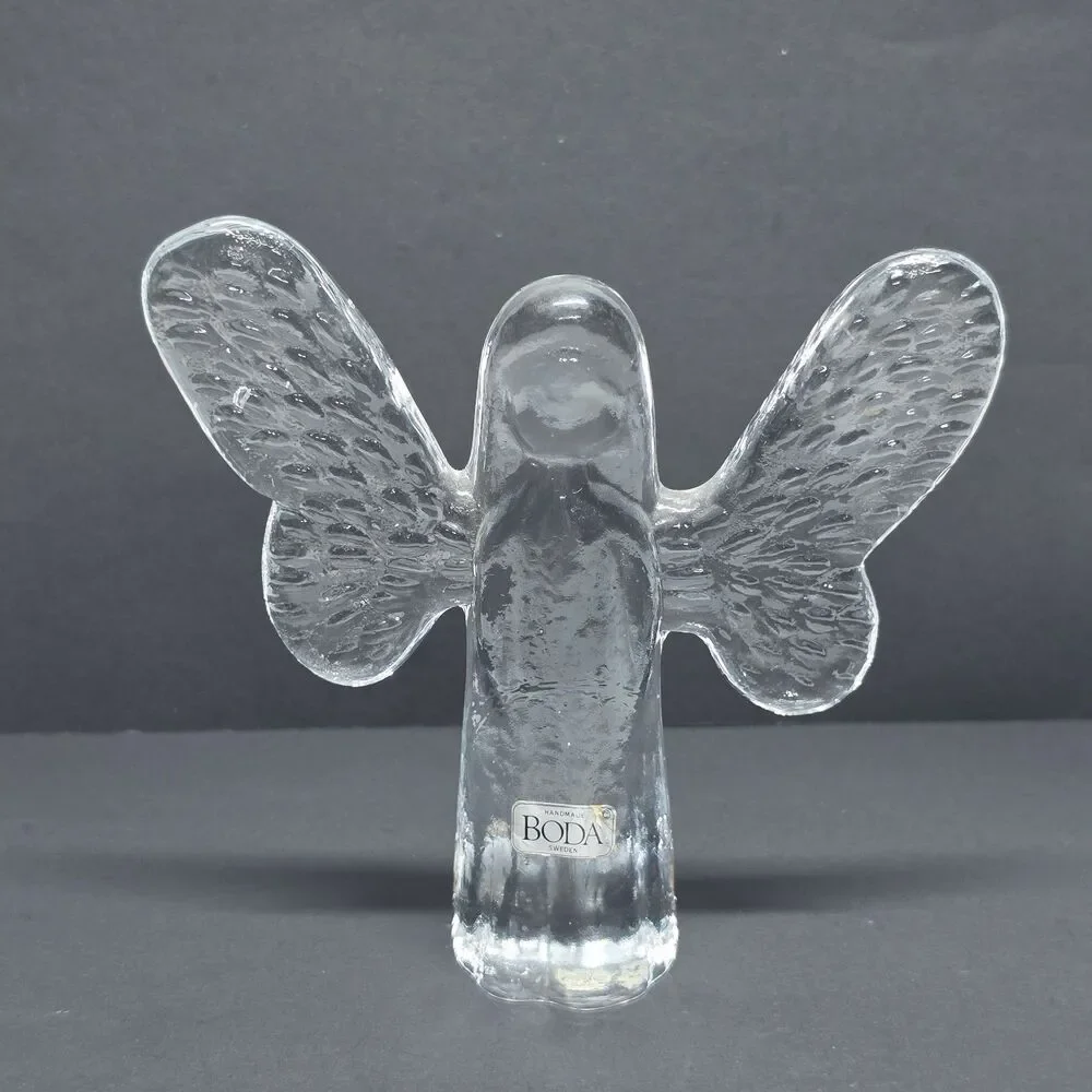VTG Kosta Boda Swedish Art Glass Textured Angel Figurine By Bertil Vallien 5½